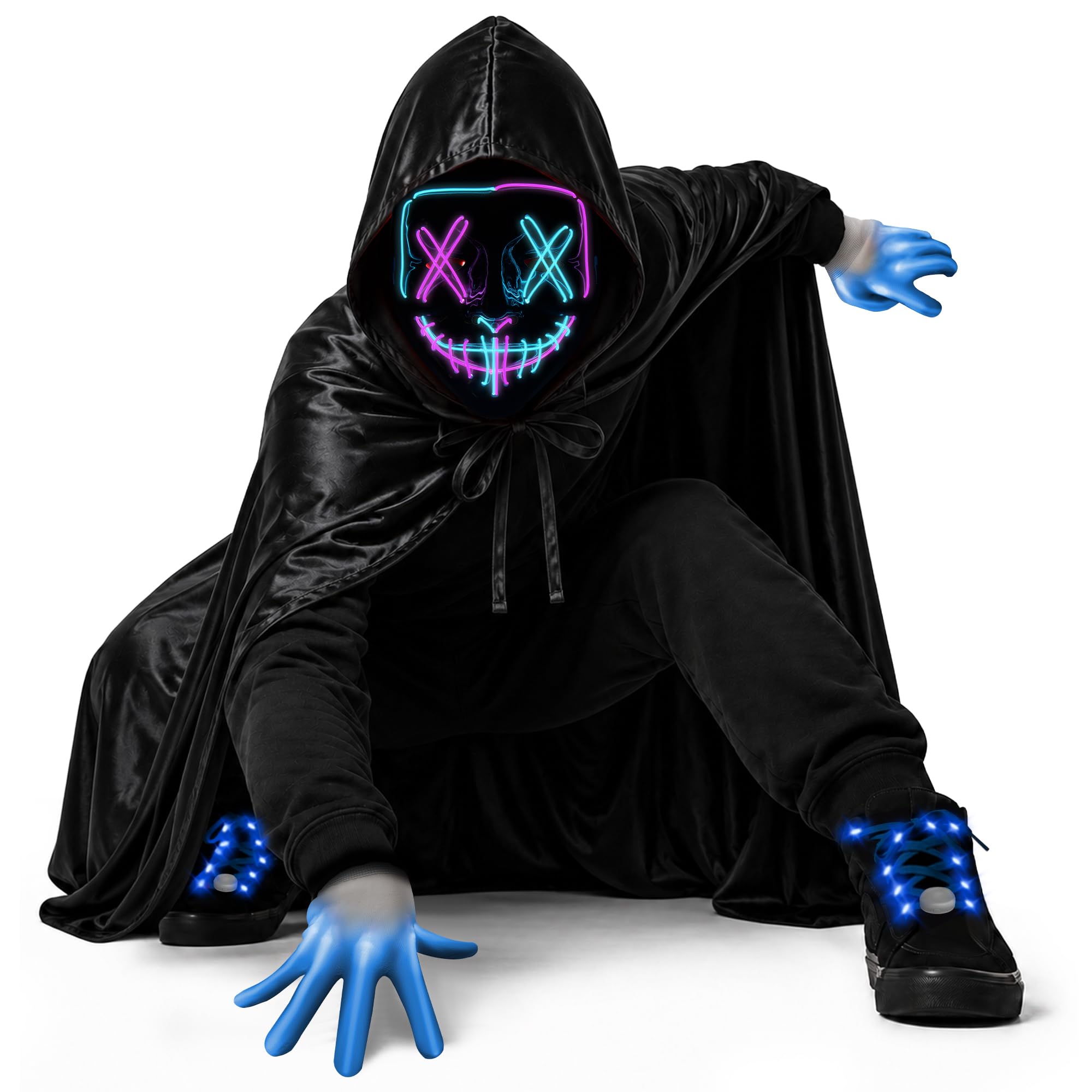Philivivi Scary LED Halloween Costume Set 4 Pack Blue