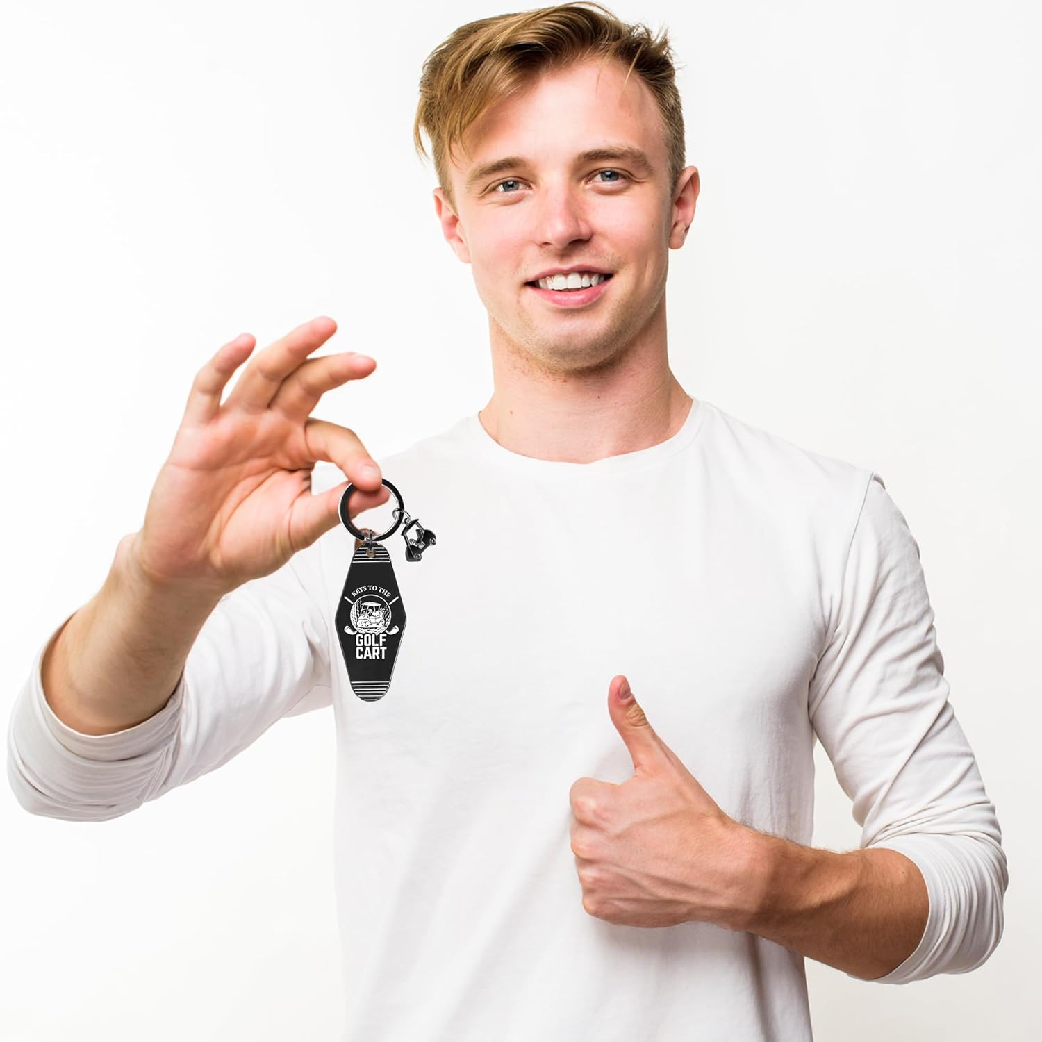 2pcs Golf Cart Keychain for Golfer, Retro Metal Car Accessories, Funny Golf Birthday Gifts Key Ring for Men Father Husband - Image 4