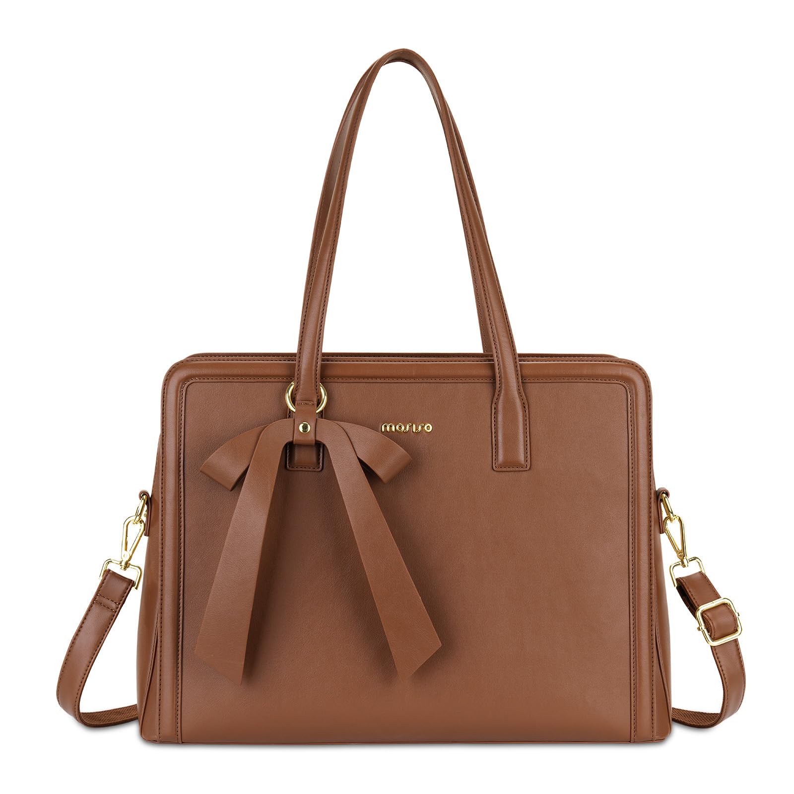 MOSISO Bolso Portátil con Lazo para Mujer, PU Bolso Portátil
