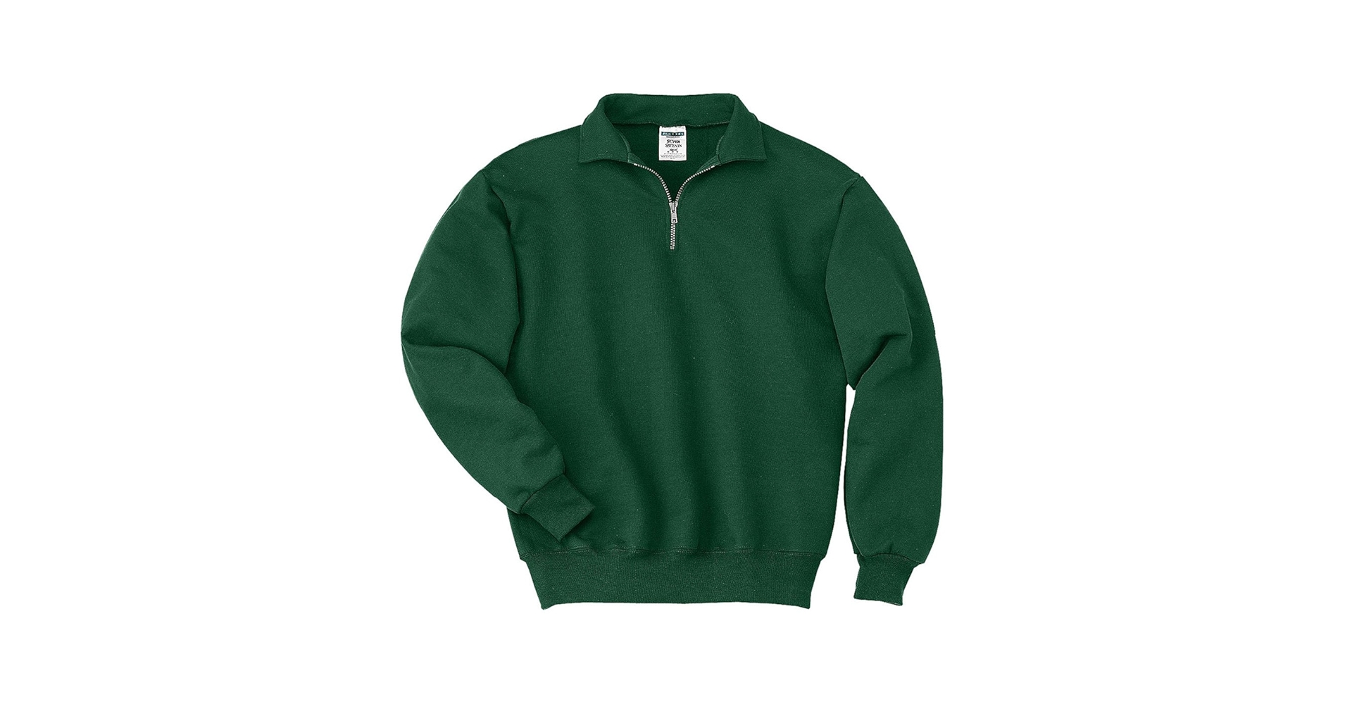 50/50 Quarter-Zip Pullover with Cadet Collar, Color: Forest