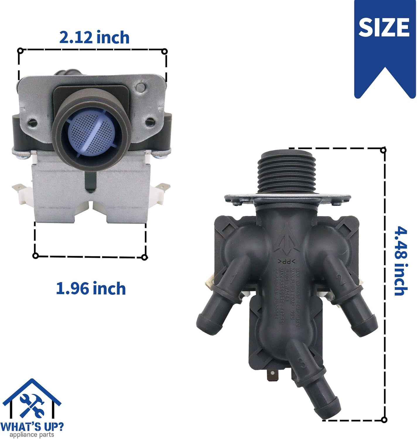 What's Up? 5221ER1003A 5220FR2075L Washing Machine Water Valve Factory After Service Replacement Part for LG Washers Replaces AP5986564 5221ER1003C 5221ER1003D PS11728995