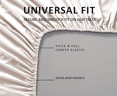 Miniatura 3 de Mattress-Homes Juego de sábanas de 6 piezas tamaño King, colección de lujo de hotel, 100% algodón egipcio, sábana bajera ajustable de 18 pulgadas de