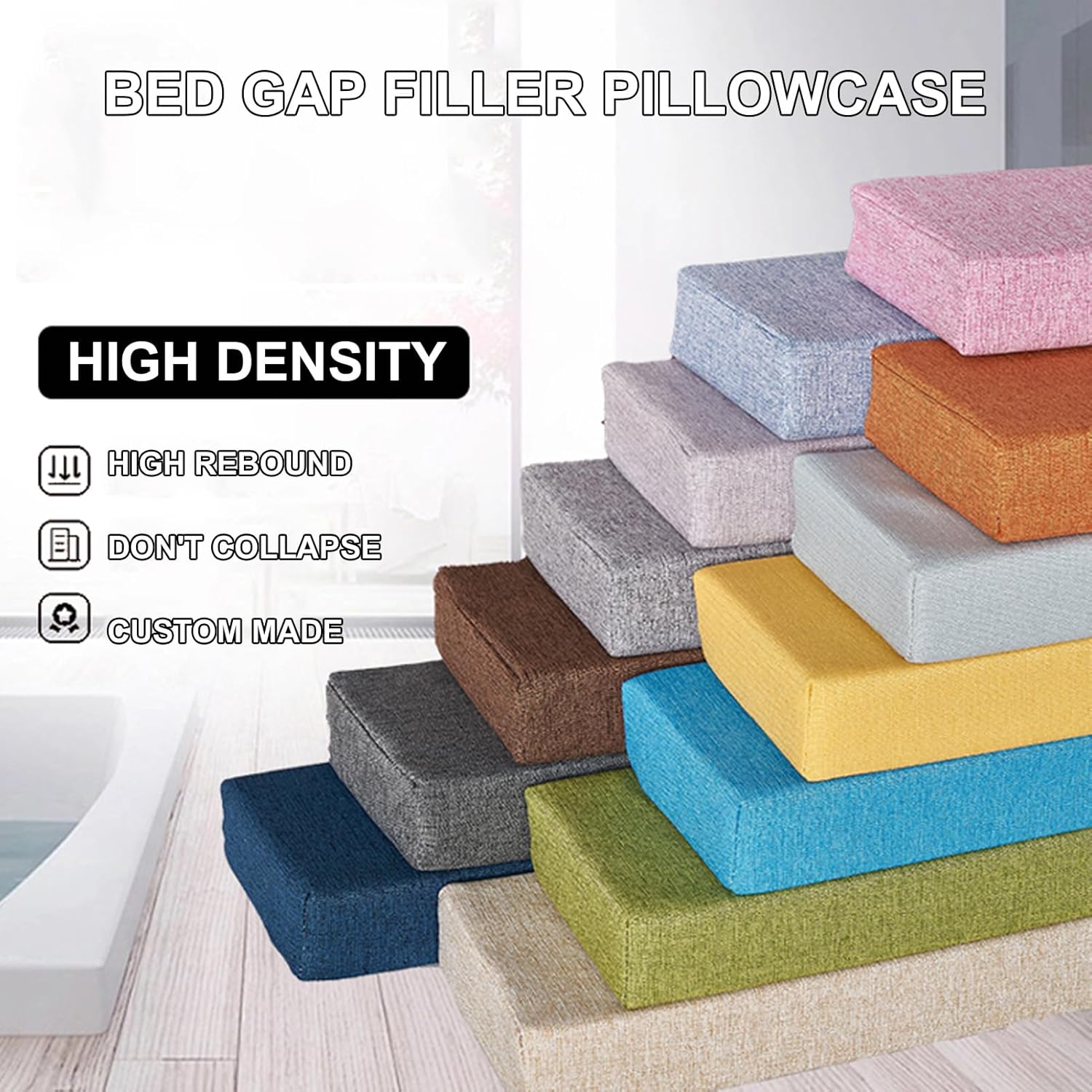 グレー,King(4"x3"),ウェッジベッドサイド隙間埋め枕 フィラー マットレス リネン ベッド ソファ サポー