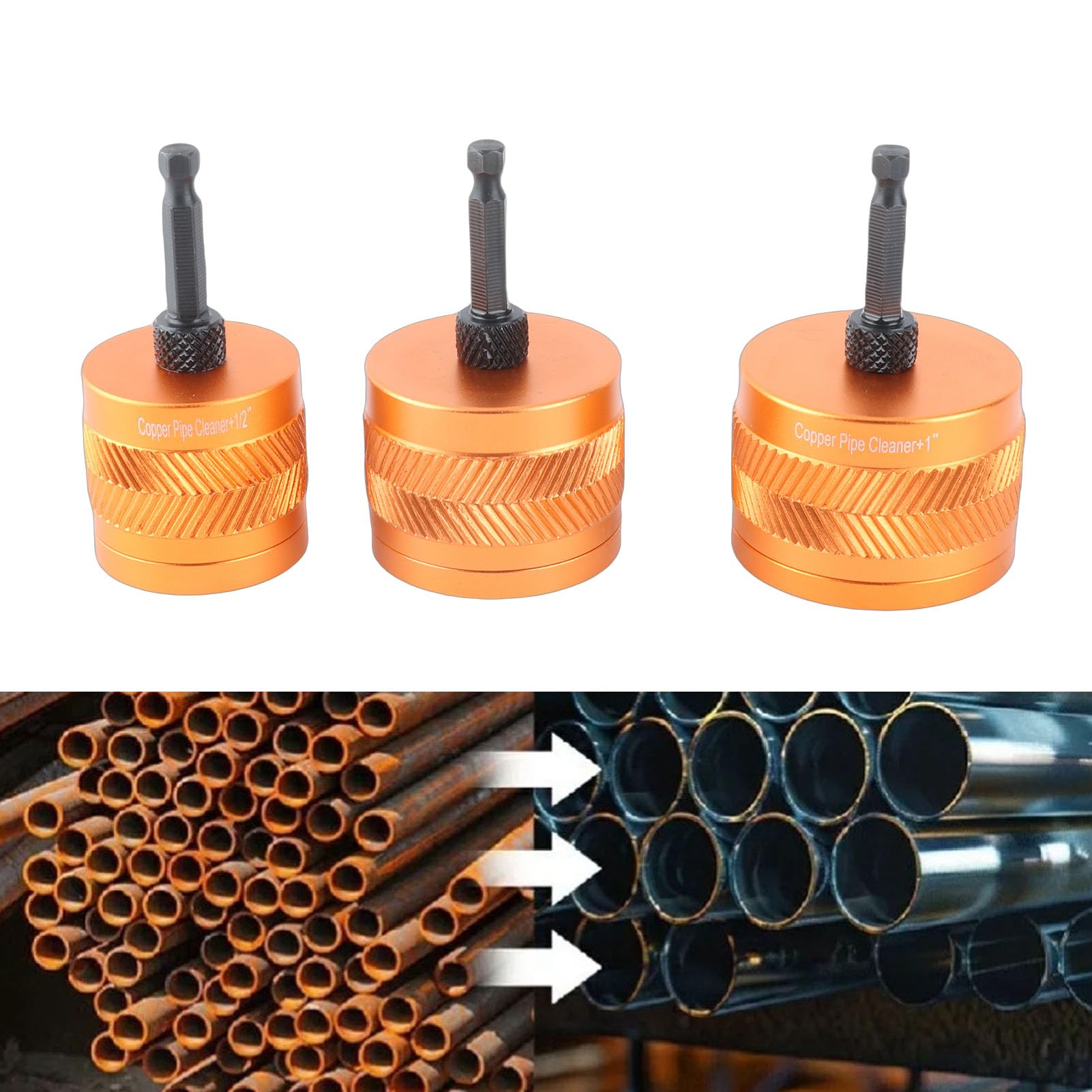 Metall-Kupfer-Rohrreiniger-Set, Starkes Material Zum Entfernen von Farbe, Sanitär-Werkzeuge mit Ersatzbürsten für Verschiedene Handbohrmaschinen