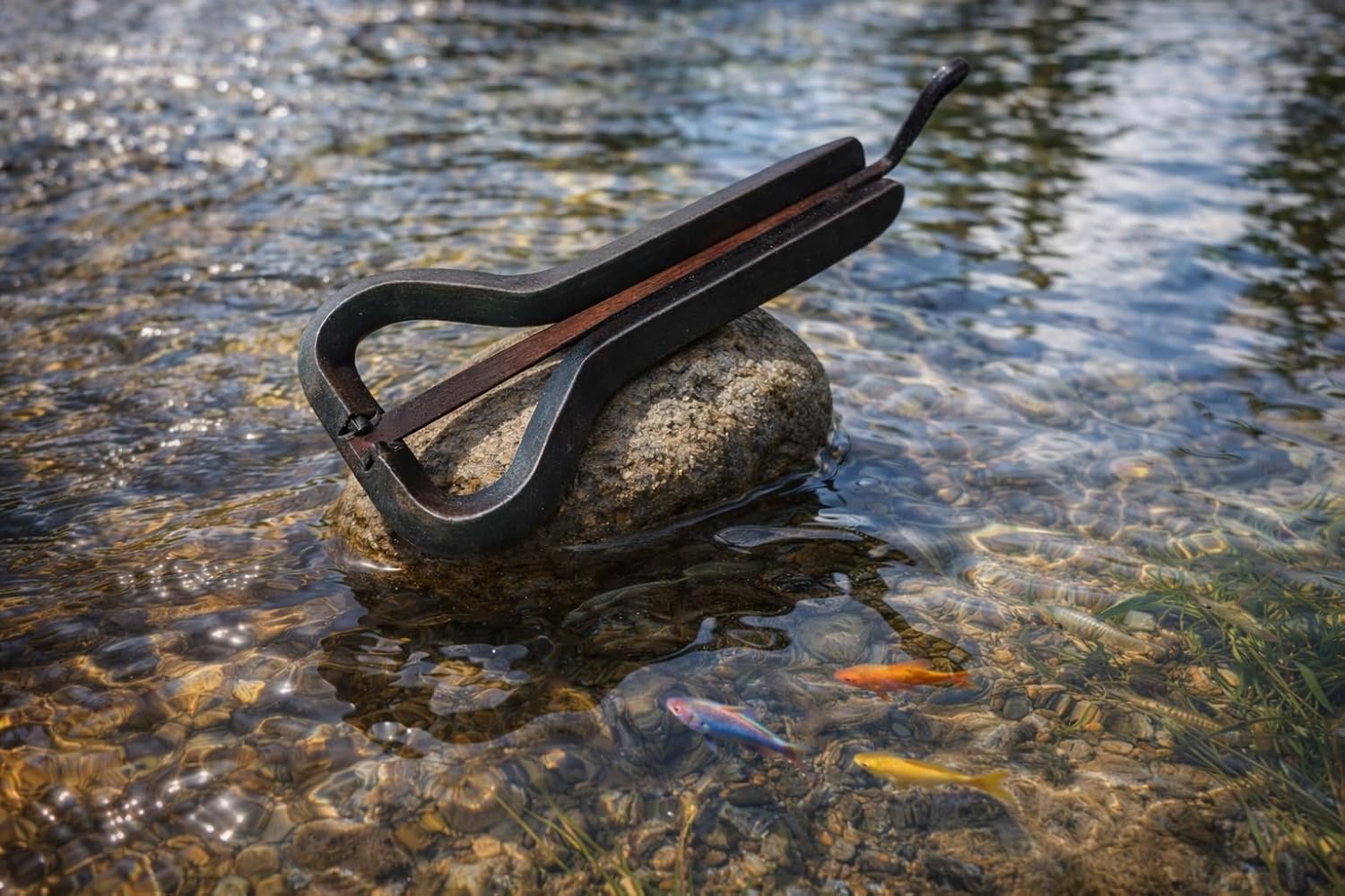 Jaw harp - Melodic, steel, black. High tone. Professional-grade, key G2, 65 mm (2,5 inch).
