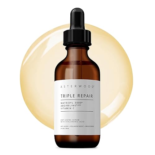 Asterwood Triple Repair Matrixyl 3000 + Argirelina + Ácido Hialurónico + Suero Orgánico de Vitamina C para la Cara Suero Facial Antienvejecimiento,