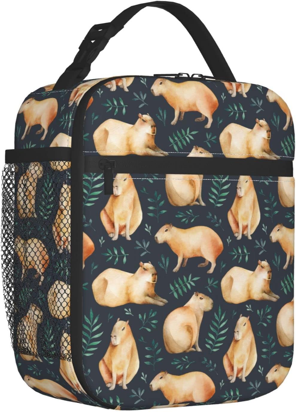 Capybaras Leaf Lunch Box Insulated Thermal Reusable Lunch Bag Cooler Totes For Men Work Office Picnic Hiking