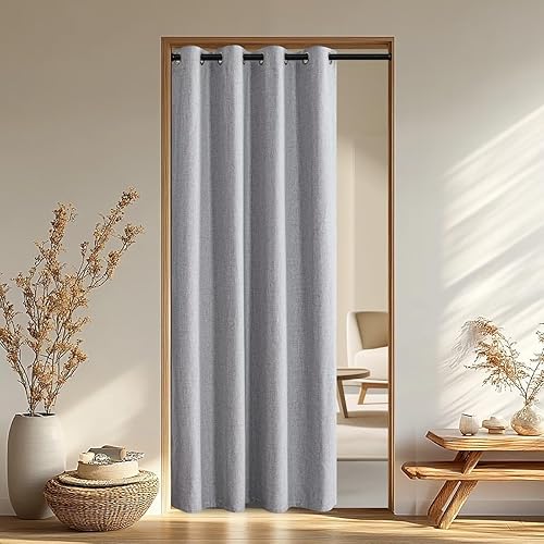 Miniatura 34 de Juego de 2 paneles de cortinas opacas de lino de 84 pulgadas de largo, cortinas 100% opacas para dormitorio, sala de estar, cortinas de 2-Total