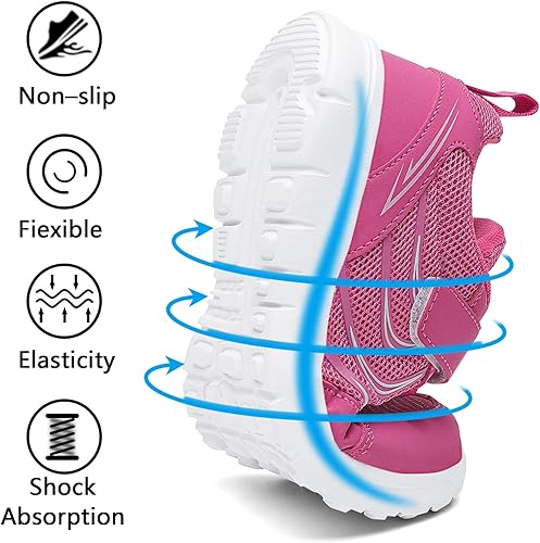 Miniatura 5 de hecodi Tenis deportivos para niños, ligeros, transpirables, con correa lavable, para correr, caminar