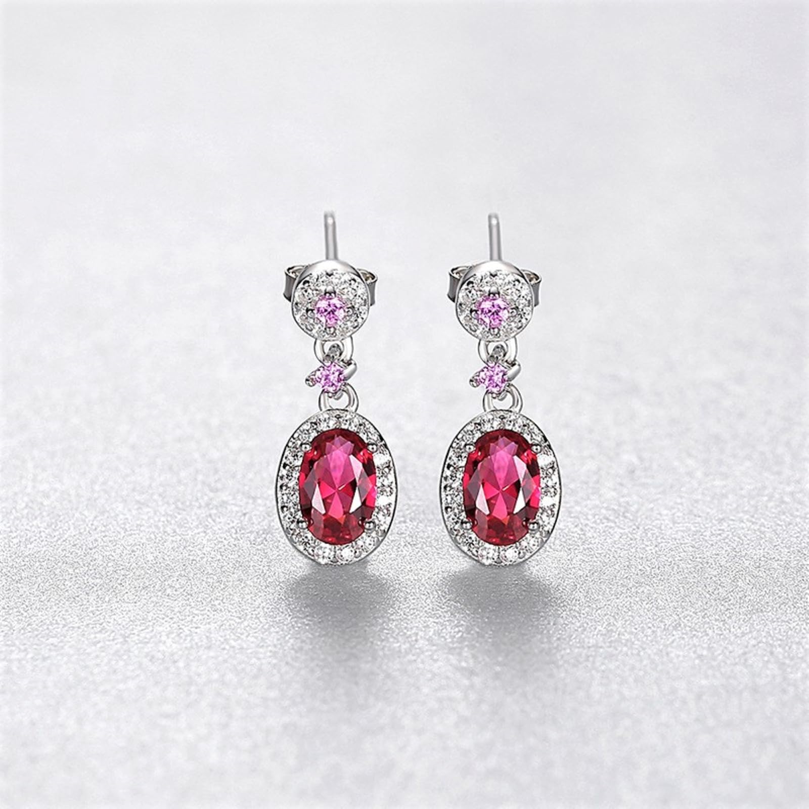 Orecchini pendenti da donna orecchini spinello rosso e zirconi cubici in argento sterling 925 gemma sintetica per donne ragazze