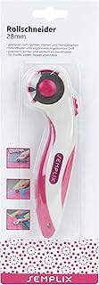 Semplix - Mini cortador circular de 28 mm de diámetro con mango suave y protector de hoja, cortador de tela para materiales de costura y manualidades, color rosa