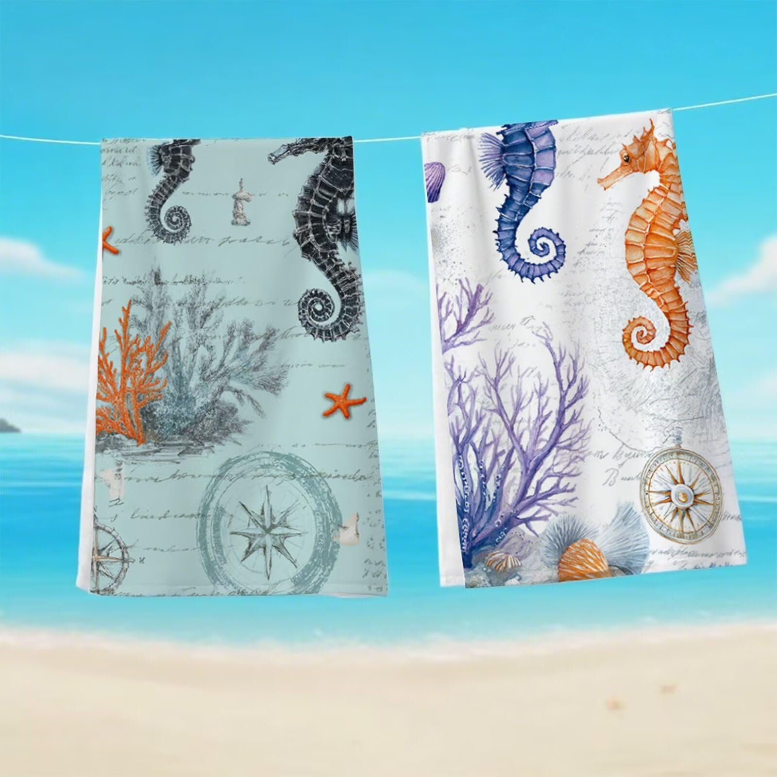 Telo Mare Microfibra 90x180 cm Telo Mare Grande, Asciugamano Palestra Assorbente Asciugatura Rapida, Asciugamano Mare Antisabbi, Compatto Stuoia Spiaggia per Piscina, Viaggio 2 Set- Corallo G1-824