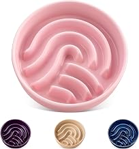 vancasso Slow Feeder Dog Bowl, 0.6 Cup Ceramic Slow Feeding Food Dish | Perfect for Small Breed, Puzzle Pet Food Bowl for Cat & Dog, Non-Slip & Tip-Proof, Pink