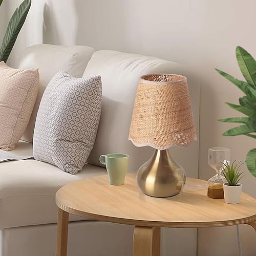 Miniatura 6 de Lámpara de mesita de noche pequeña dorada para dormitorio, mini lámparas de mesa de latón dorado para mesita de noche, lámparas de mesa con pantalla