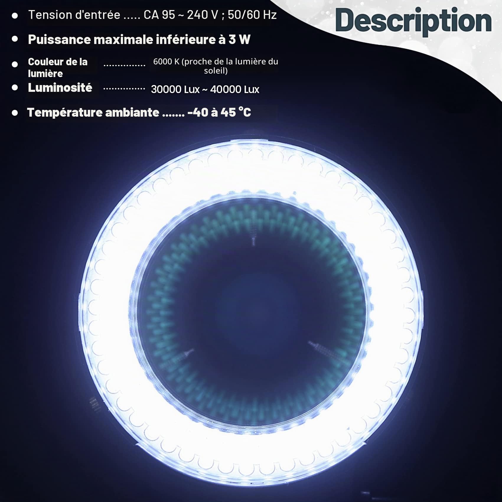 144 LED Lumière Anneau pour Microscope Optique, Source Lumineuse 6000 K de Caméra de Microscope, Lampe de Microscope Stéréo à Lumière, Lampe Source de lumière pour réparation de