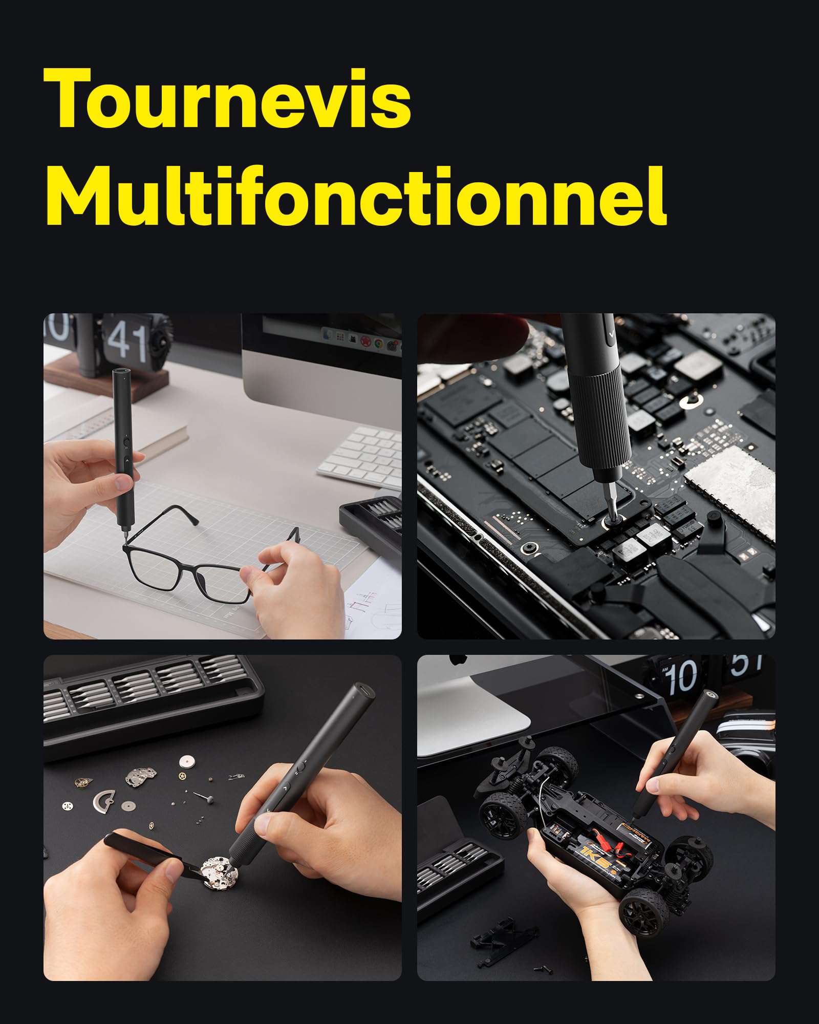 HOTO Kit Tournevis de Précision sans Fil ADV, Mini Tournevis Électrique | Adapté pour lunettes, montres, téléphones et ordinateurs portables