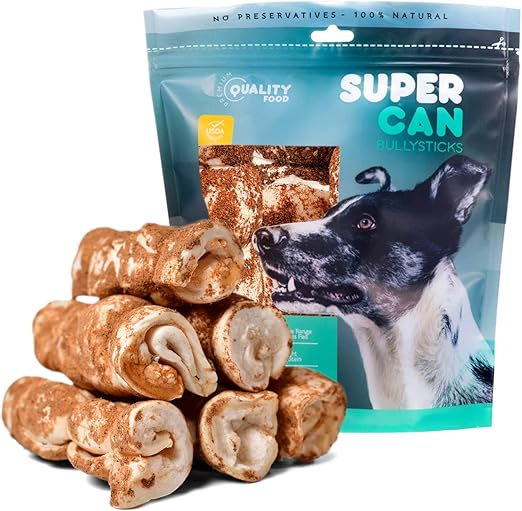 SUPER CAN BULLYSTICKS Beef Cheek Rolls for Dogs Healthy and Safe Rawhide