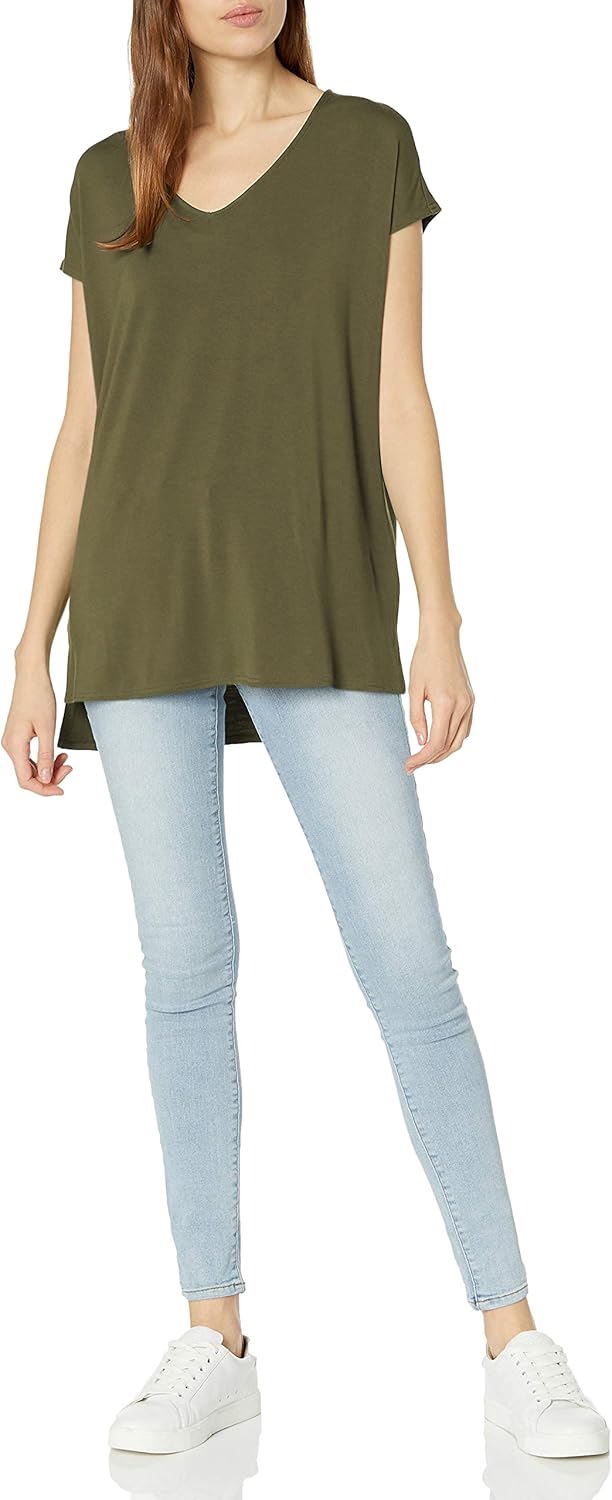 Daily Ritual Women's Jersey Oversized Dolman-Sleeve V-Neck Tunic: Clothing