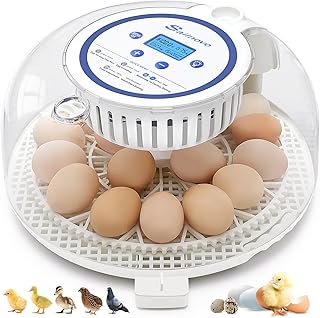 Sailnovo 18 Eggs Incubator, Chicken Egg Incubator with Humidity Display, Egg Candler,Automatic Egg Turning and Hatch Days & Incubator for Chicken Duck Pigeon Quail(Blue)