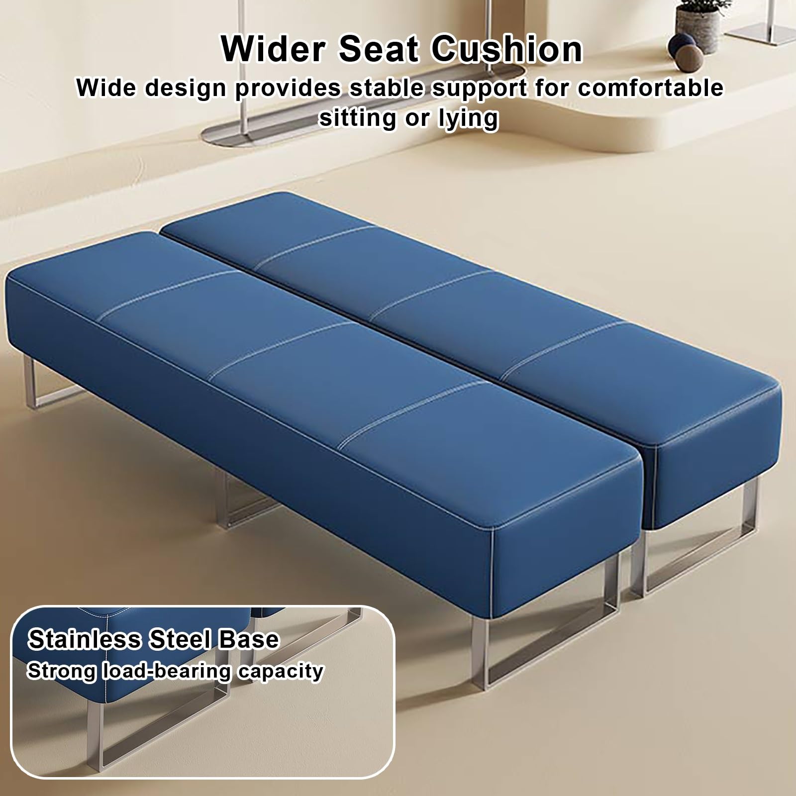 Elegante Empfangsbank aus braunem Kunstleder für Wartebereiche an Flughäfen und Krankenhäusern, zuverlässiges Sofa (150 x 40 x 40 cm) für Salons und Spas