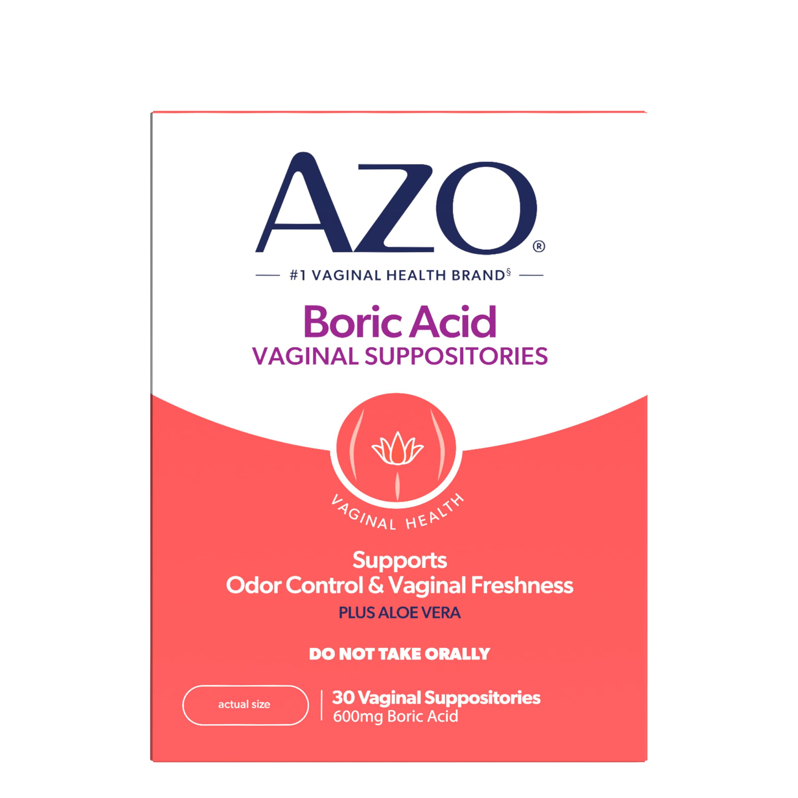 AZOBoric Acid l Suppositories, Helps Support Odor Control and Balance l PH with Clinically Studied Boric Acid, Non-GMO, 30 Count
