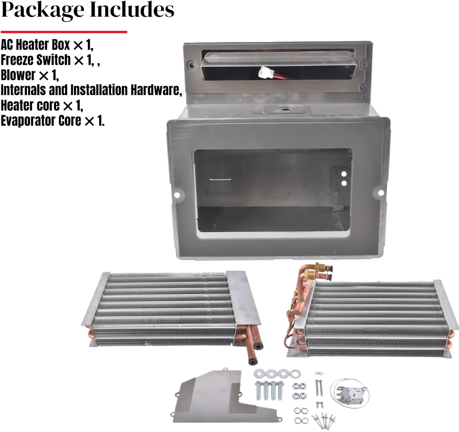 Air HVAC Box, Aluminum AC Heater Box Replacement for Kenworth T600 T660 T800 W900 W900L W900B Series, w/Heater core & Evaporator