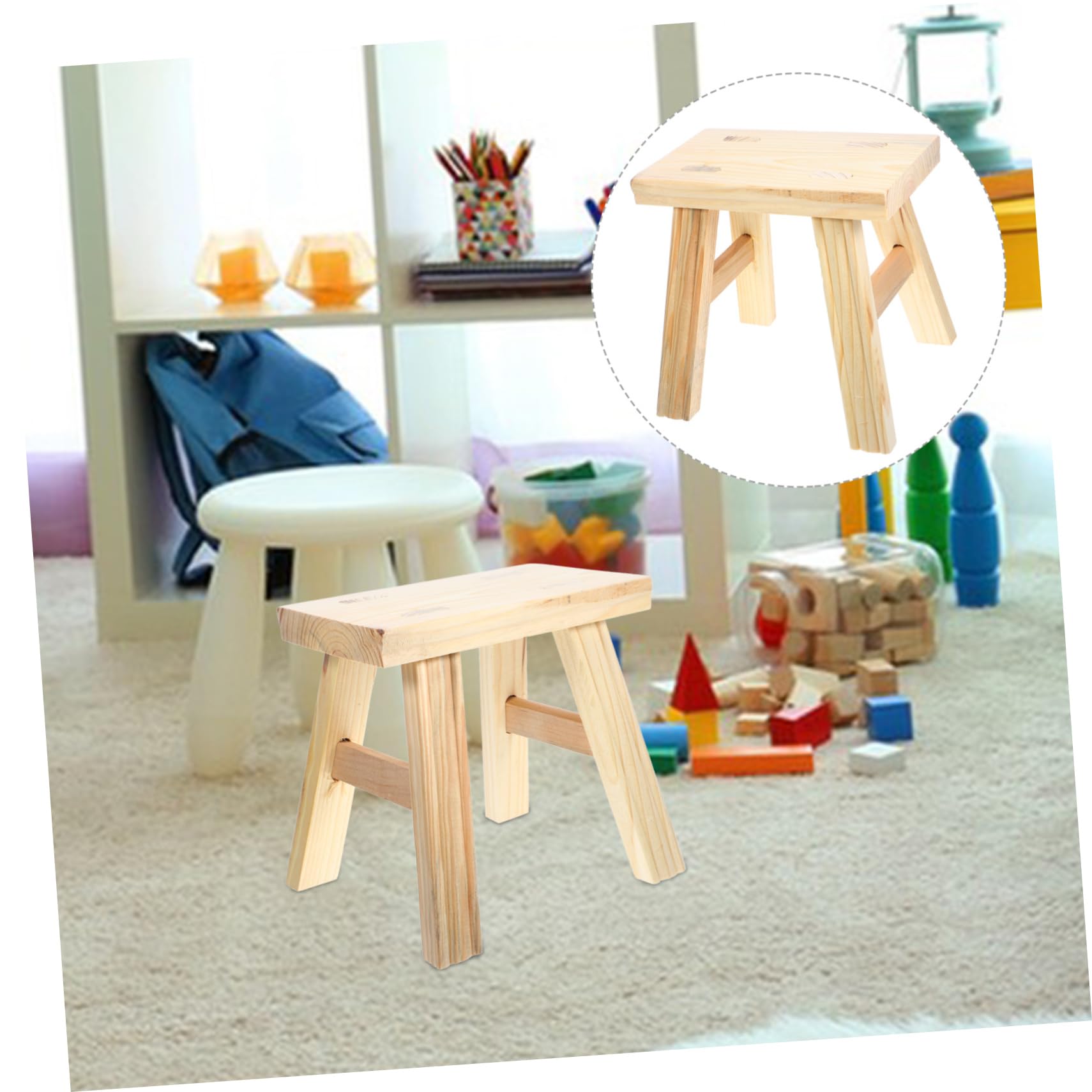 Cabilock Petit Tabouret en Bois pour Garçon et Filles, Surface Lisse, Structure Stable, Bords Arrondis, Cuisine et Chambre
