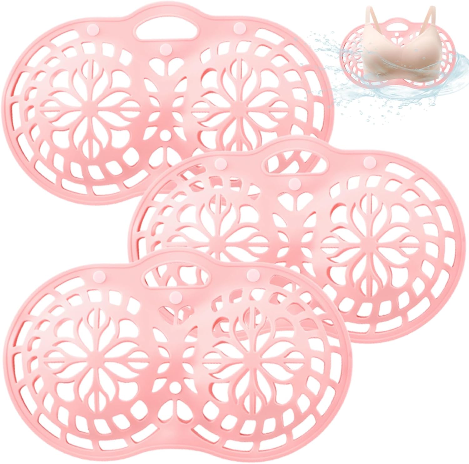 Silicone Bra Washing Bags for Laundry, 3 Pcs Anti-Deformation Bra Protectors, Safe Wash Bags for Delicates, Lingerie Bags for Washer & Dryer