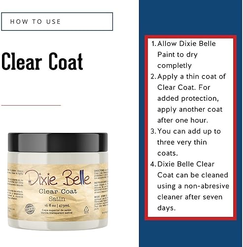 Miniatura 2 de Dixie Belle Paint Company  Capa transparente satinada (16 onzas)  Capa superior acrílica con acabado satinado  Acabado de pintura para muebles