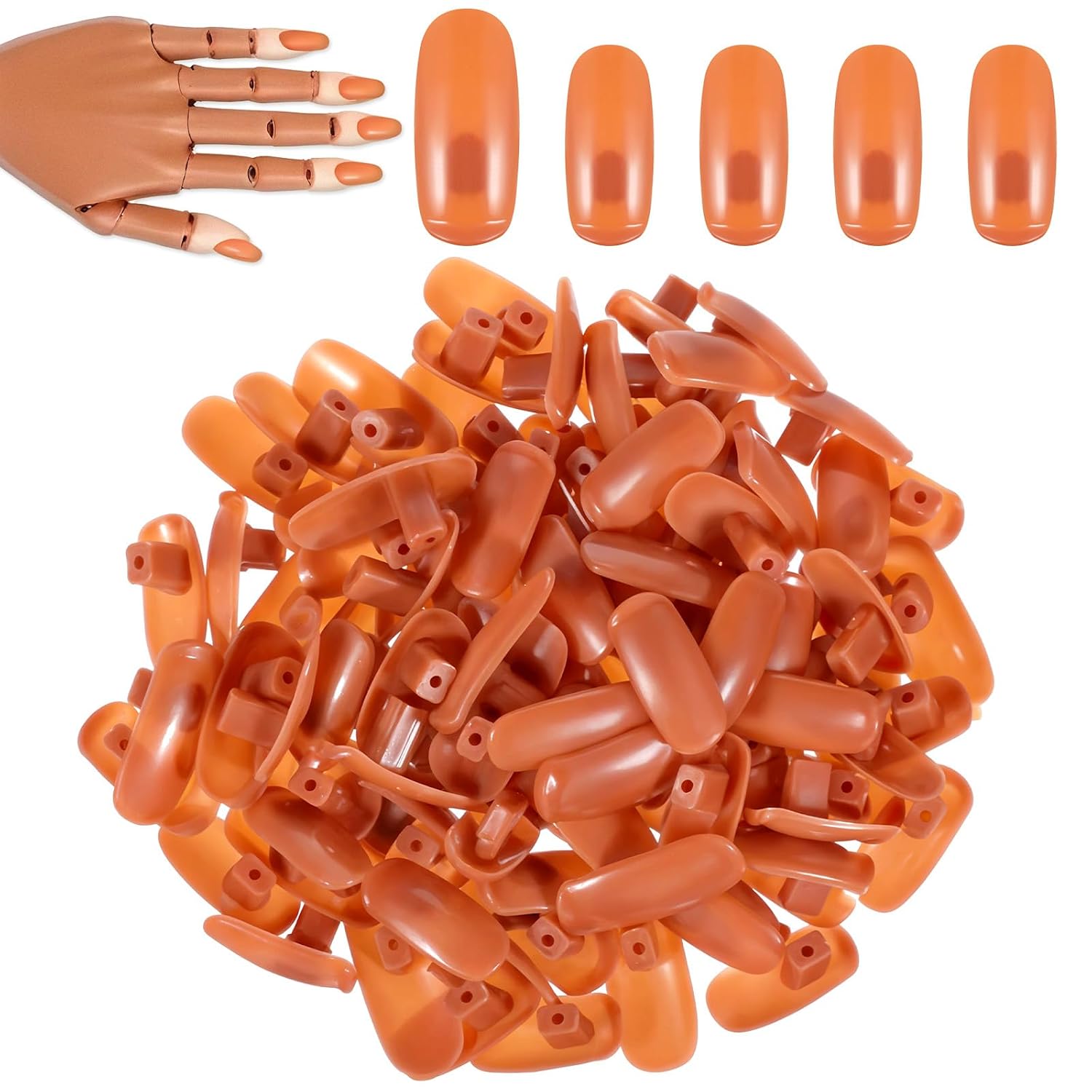 Nail Practice Tips - 300PCS Brown Fake Nails for DIY Art