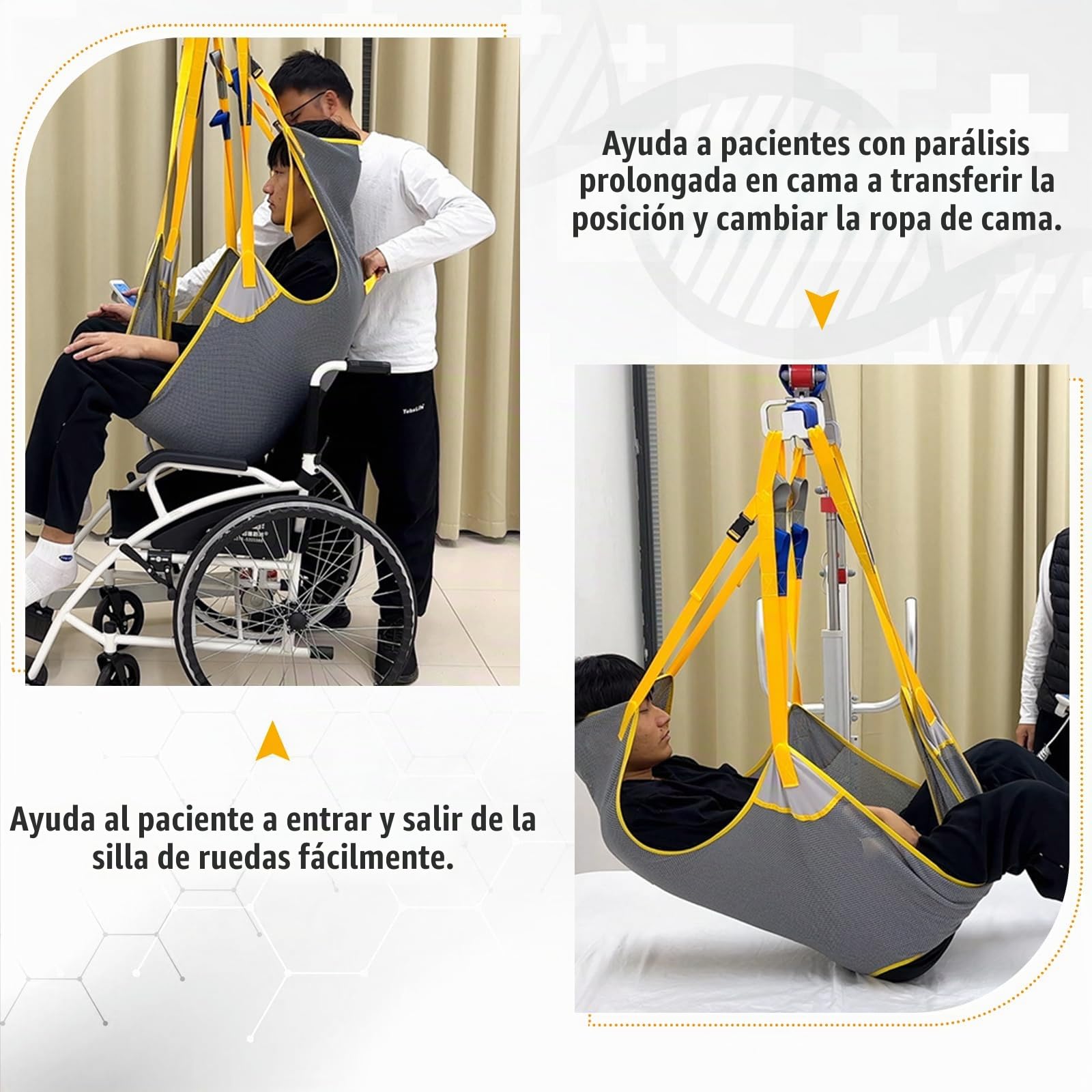 Cinturón de elevación para pacientes con espalda y parte de las piernas, correa de malla universal para el inodoro, transferencia para Elderly, correa de elevación para transferencia, posicionamiento