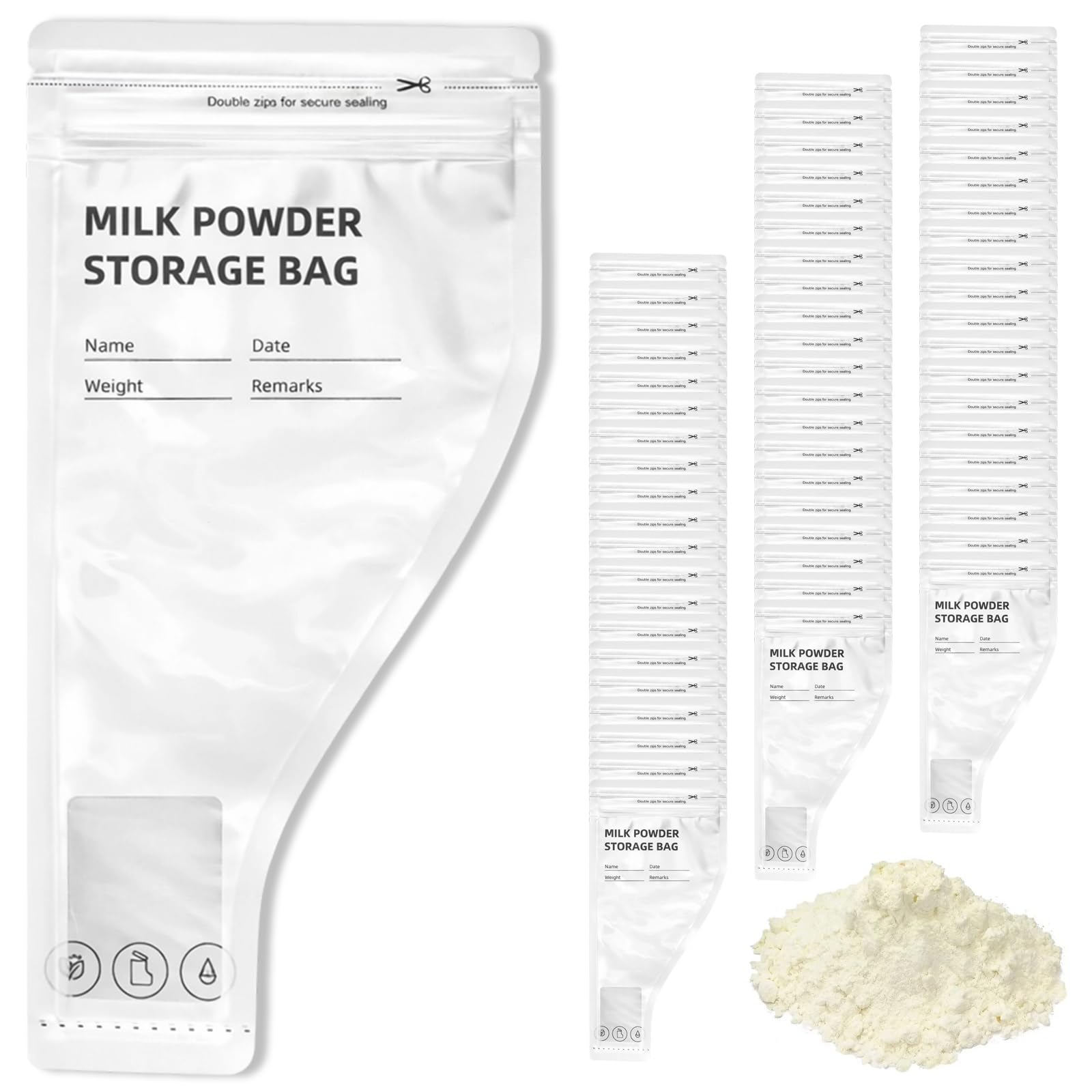 60PCS Travel Protein Powder Pre-Sealed Bag, Easy Pour Breast Milk Storage Bag, Protein Powder Storage, Protein Powder Travel Container for Gym, Running, Outdoor Activities, Etc