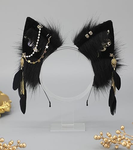Miniatura 9 de Orejas de animales Cosplay Diadema hecha a mano de felpa sintética gato zorro lobo perro orejas