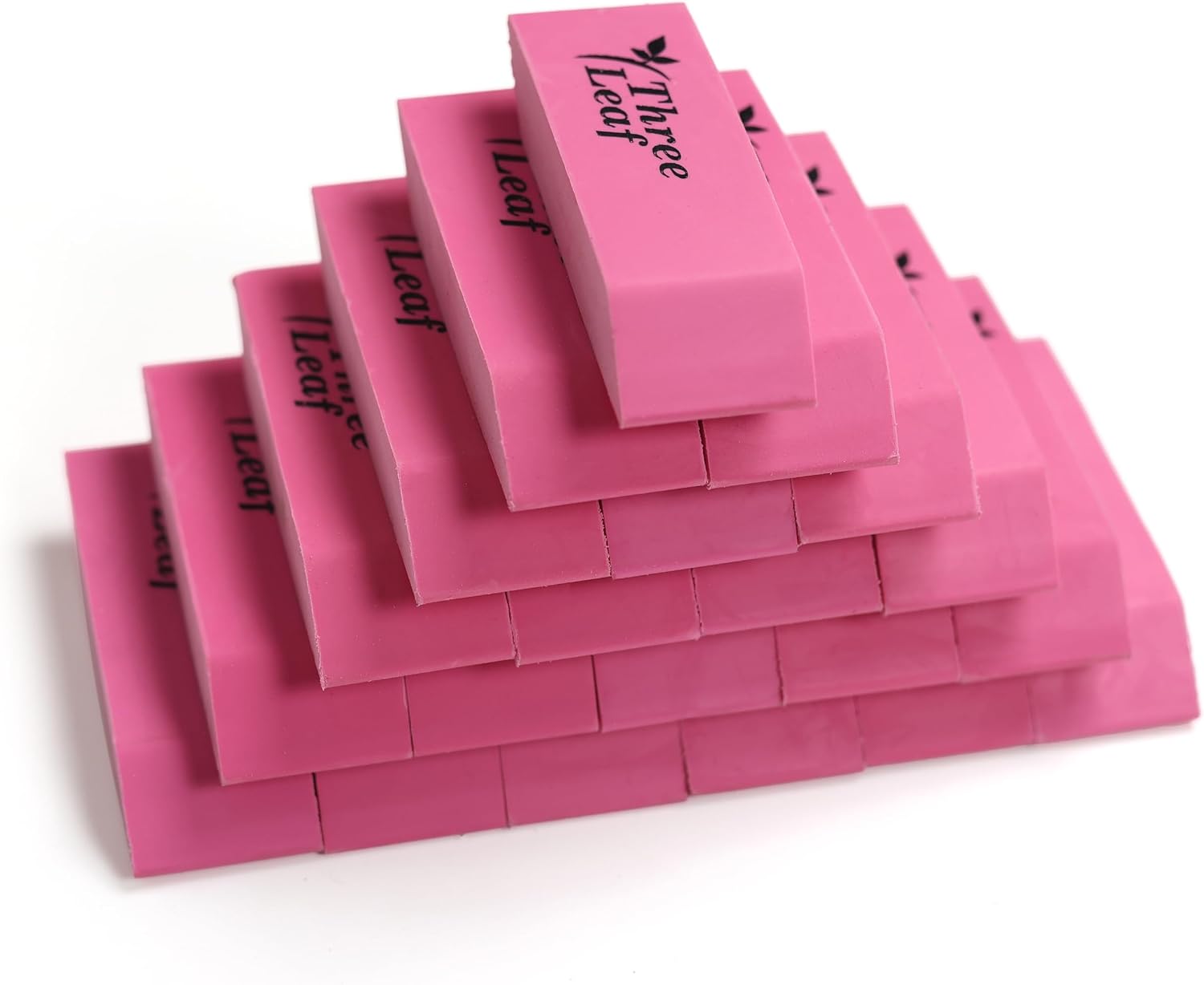 Three Leaf Pink Bevel Erasers, 576 Ct. (48/Pack, 12-Pack) – Soft, Non-Smudge Latex-Free Erasers for School, Office, and Art – Ideal for Pencils, Drawing, and Writing