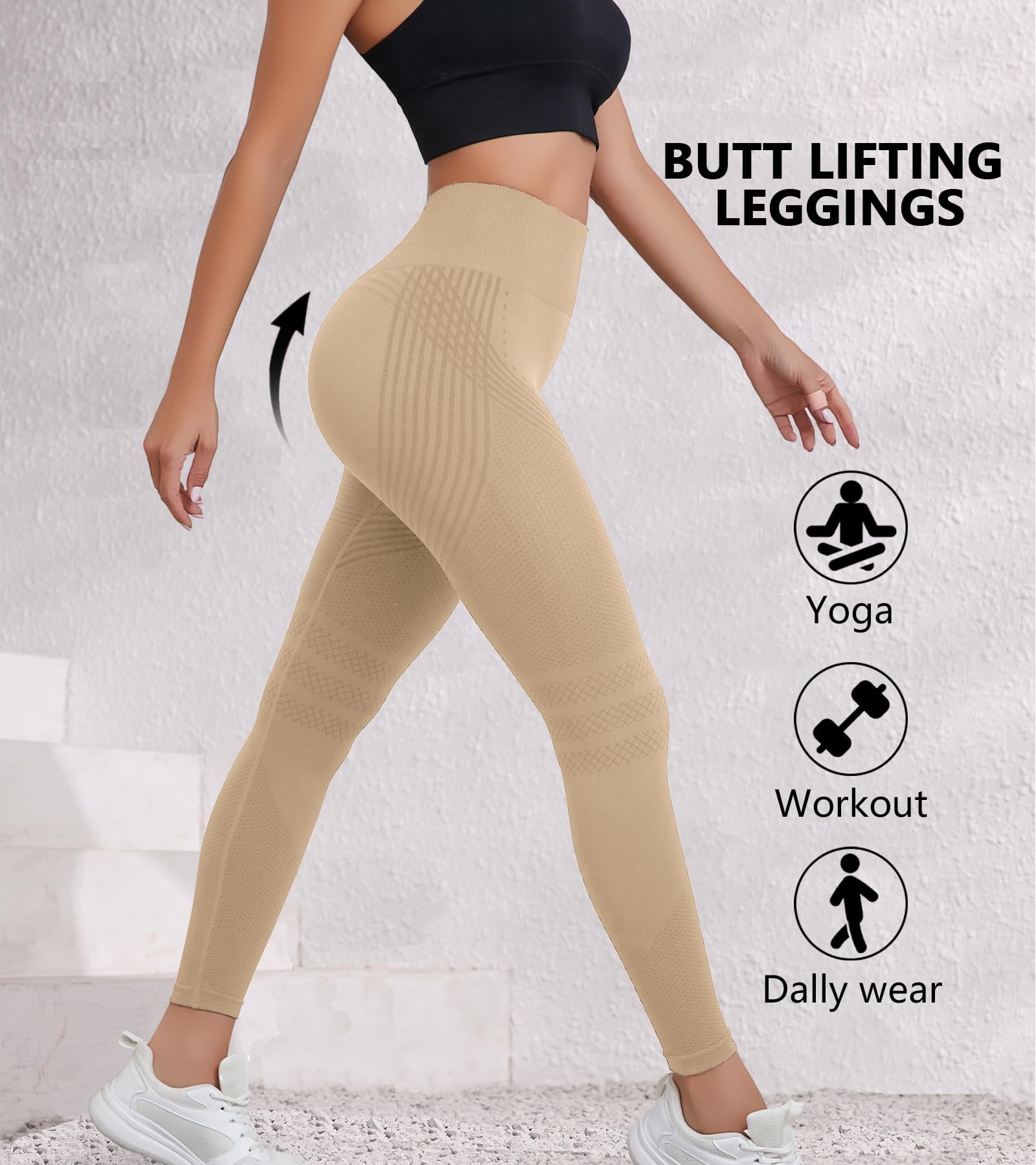 Scrunch Butt Leggings para Mujer Deportivos Cintura Alta Anticelulíticos Pantalones Largos Compresión Moldeadores Levantar el Trasero Pantalones Yoga Gym Correr Leggings Elásticos sin Costuras