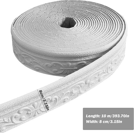 Molding Trim 1 Roll 33ft 3D Peel and Stick Trim Molding Self-Adhesive Wall Trim DIY Bendable Tailorable Decorative Wall Molding for Bedroom Living Room, Trim Molding