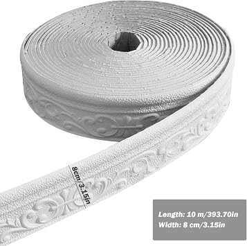 Molding Trim 1 Roll 33ft 3D Peel and Stick Trim Molding Self-Adhesive Wall Trim DIY Bendable Tailorable Decorative Wall Molding for Bedroom Living Room, Trim Molding