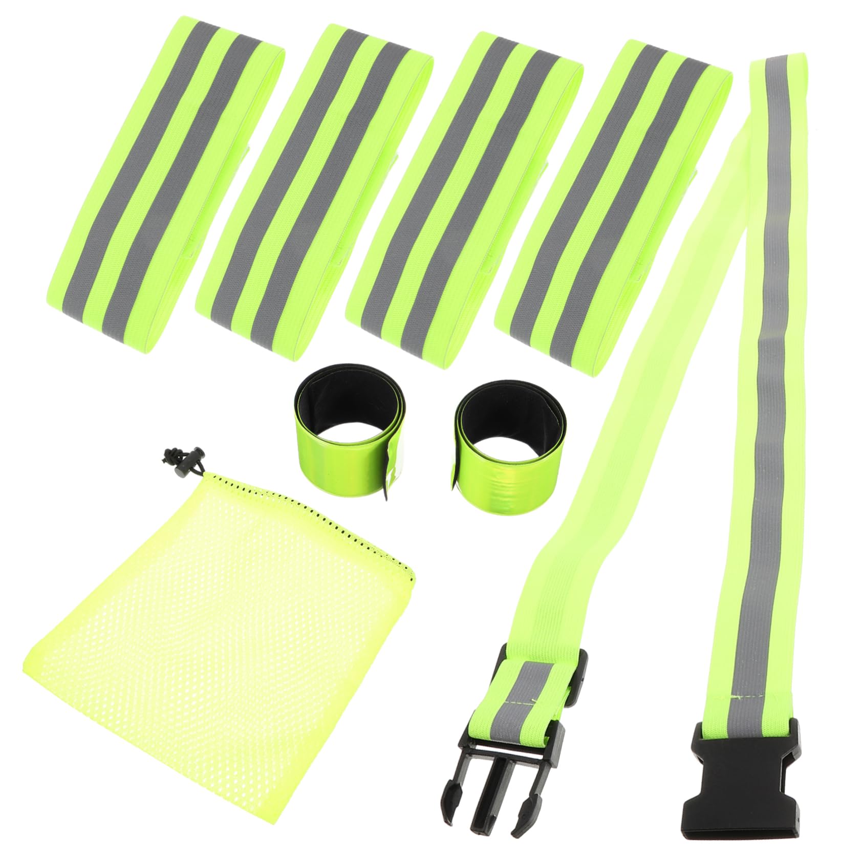 Toddmomy Set di Cinture Riflettenti Bande da Polso Fascia da Braccio Abbigliamento da Corsa Riflettente Cintura da Corsa Band da Polso Pellicola Riflettente Ad Alta Luminosità Verde