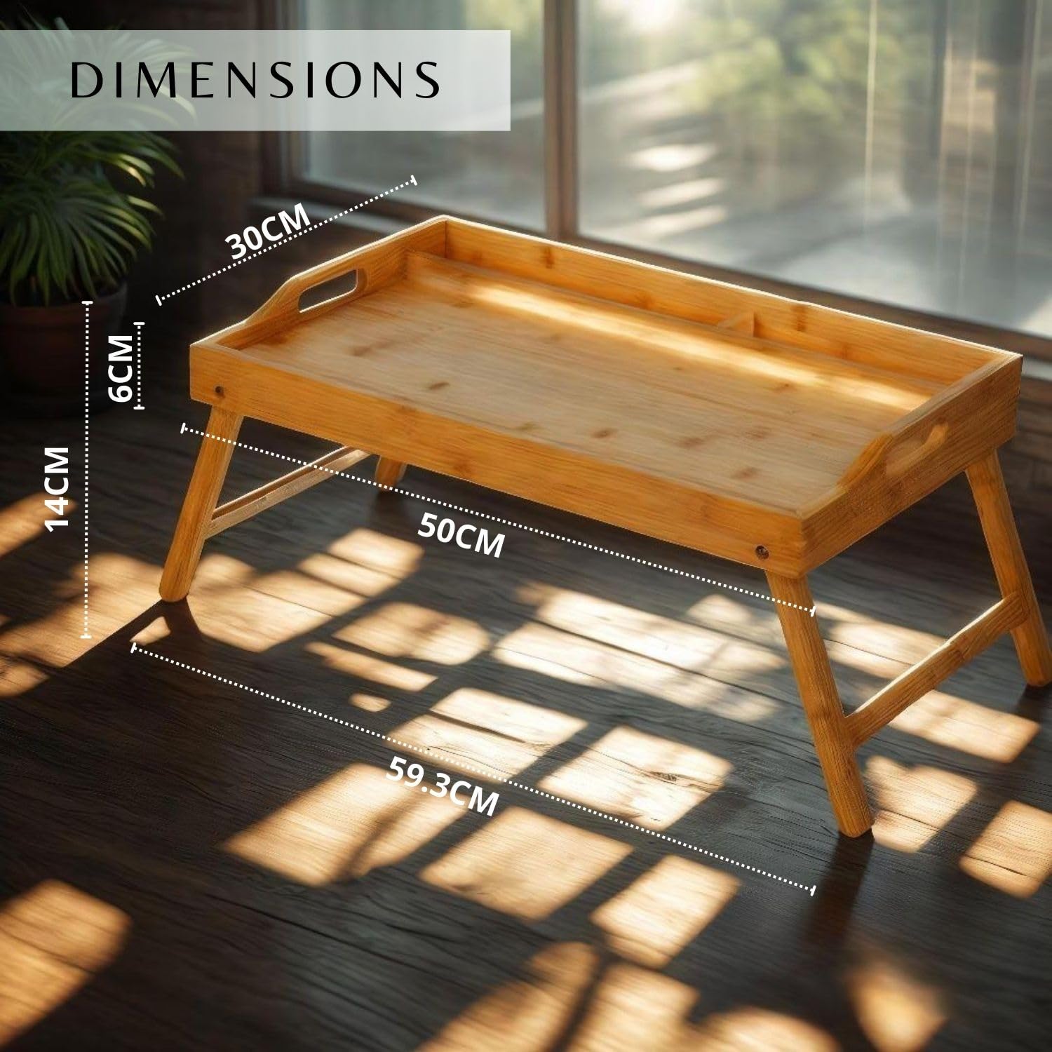Daniks Plateau de Lit en Bois avec Pieds Pliables et Support pour Téléphone et Tablette, Table de Petit-Déjeuner pour Ordinateur Portable, Apéritif, Collations et Canapé