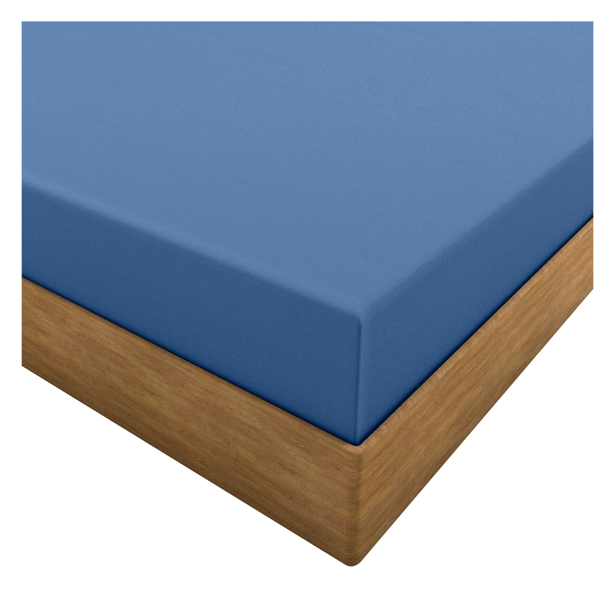 COTON MODE Mid blue Bunk Fitted Bedsheet - Fitted Sheet 100% Poly Cotton, Super Soft, Skin Friendly, Breathable, Easy Iron Percale - Bunk Fitted Bed Cover