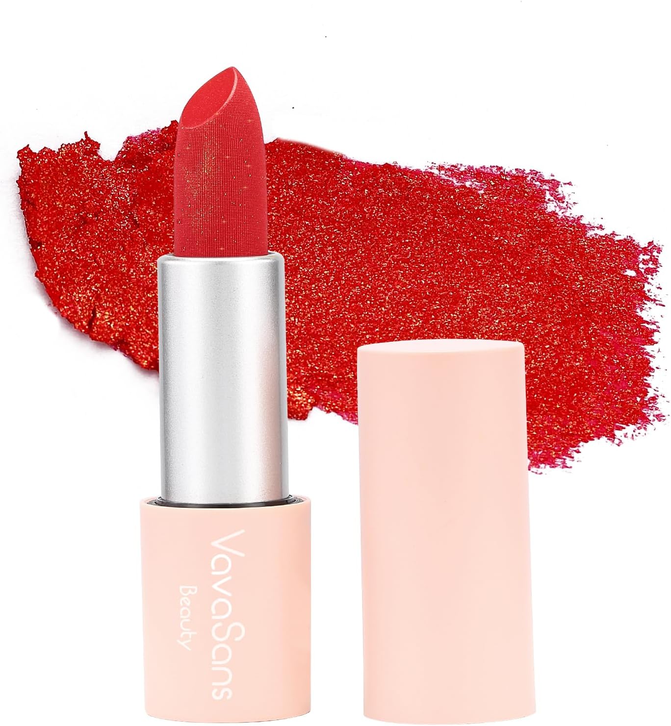 Vegan Glitter Lipstick Cherry Plum Shimmer Metallic Sparkling Classic Red Shade Long Lasting Waterproof Non-Sticky Formula Diamond Shiny Highly Pigmented Lip Stick for Women