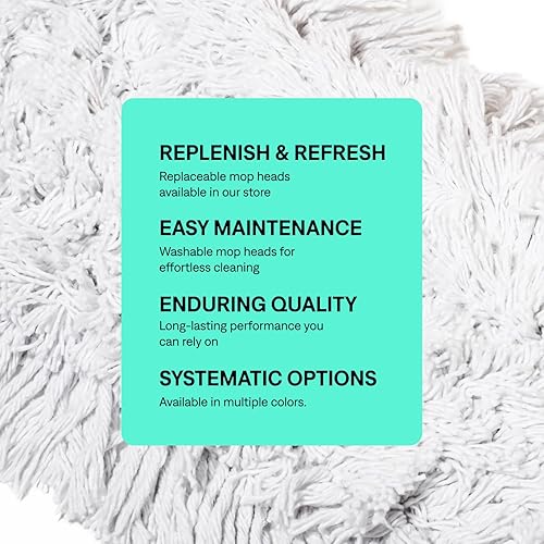 Miniatura 4 de Trapeador de polvo comercial y barredora de pisos, 60 pulgadas. Trapeador de polvo para pisos de madera dura, cabezal de trapeador de algodón, mango
