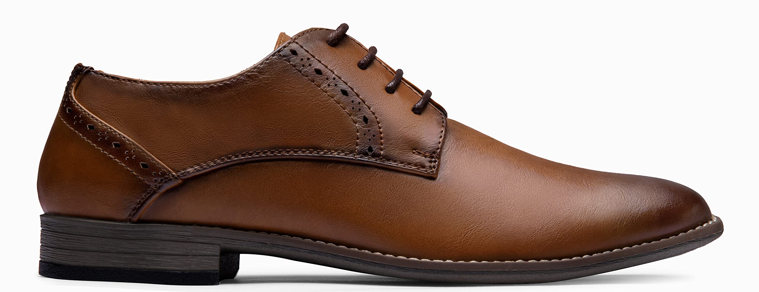 Vostey Men's Dress Shoes Formal Oxford Shoes Classic Lace Up Derby Shoes(B5A099B Polished Brown 11)