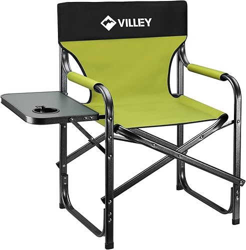 Miniatura 11 de VILLEY Silla de directores de servicio pesado, sillas de camping plegables, con bolsa refrigeradora, silla plegable portátil, para campamento,