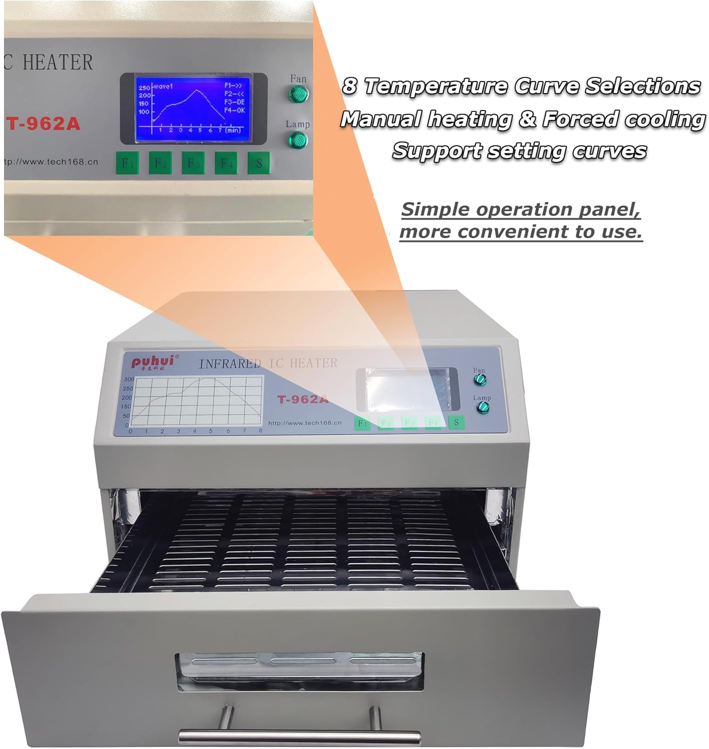 INTSUPERMAI Reflow Oven T-962A Micro-computer Control Reflow Soldering Machine with 300x320mm Soldering Area, 110V 1500W
