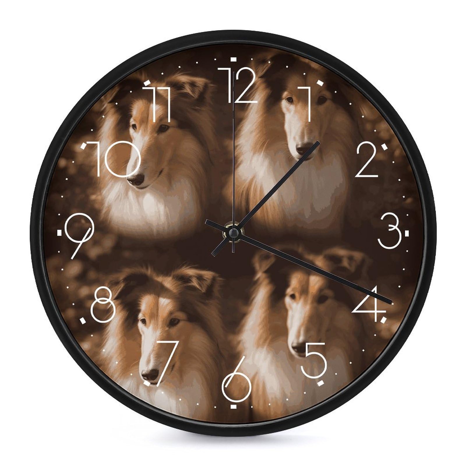 Adfgyerh White-Style Shelties Clock，9.8 Inch Battery Operated Wall Clock Classic Simple, Decorative Wall Clock.analog Clock For Kitchen Office Bathroom Bedroom.