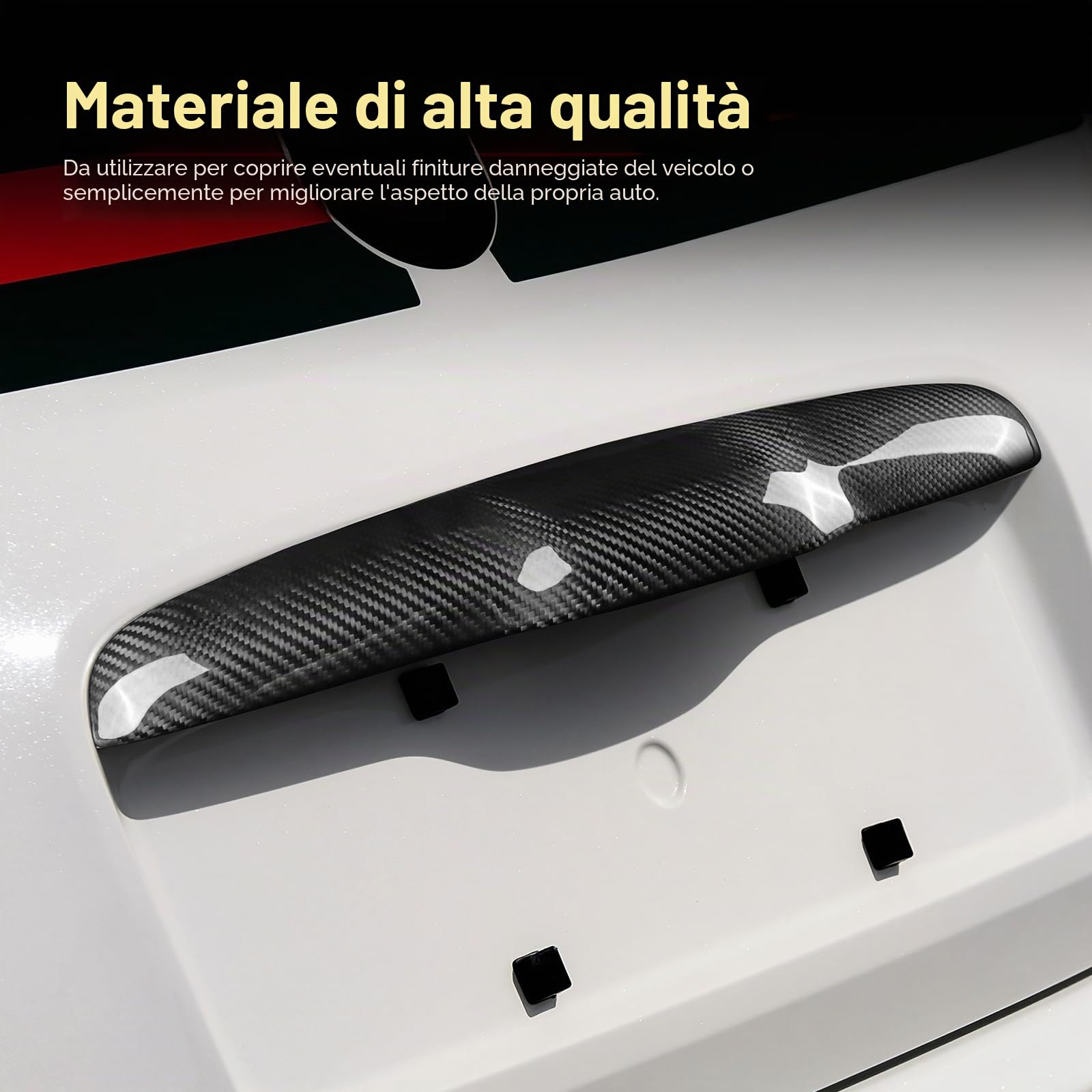 KUNGKIC Per FIAT 500 Abarth 595/595C/695 Interruttore bagagliaio auto copertura trim decorativa adesivo fibra di carbonio trim accessorio esterno, regalo, nero