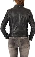 Vista 2 de Chaqueta Biker Moto Piel Cordero Mujer