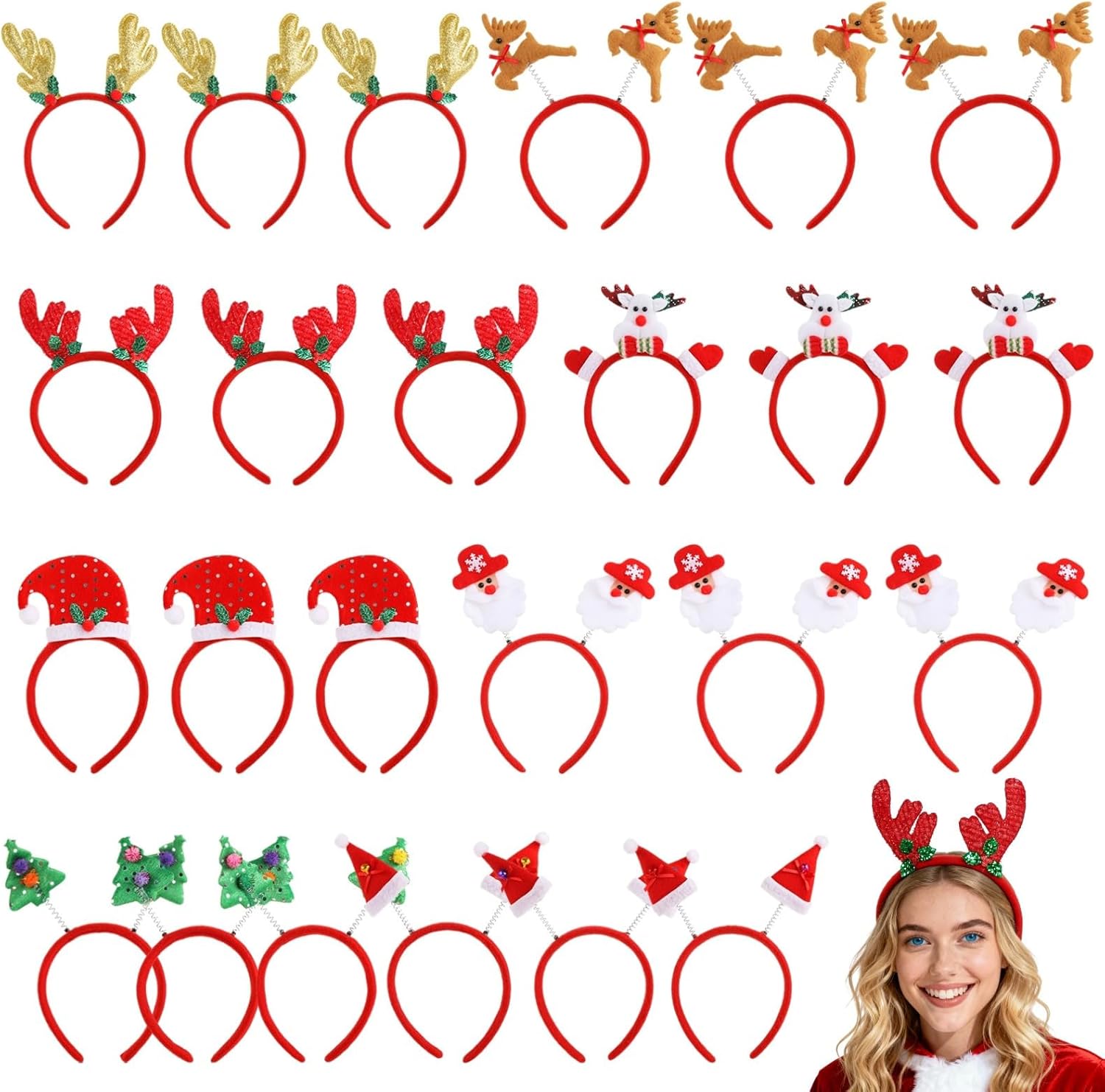 Christmas Headwear, 24 Headbands, Festive Party Favors
