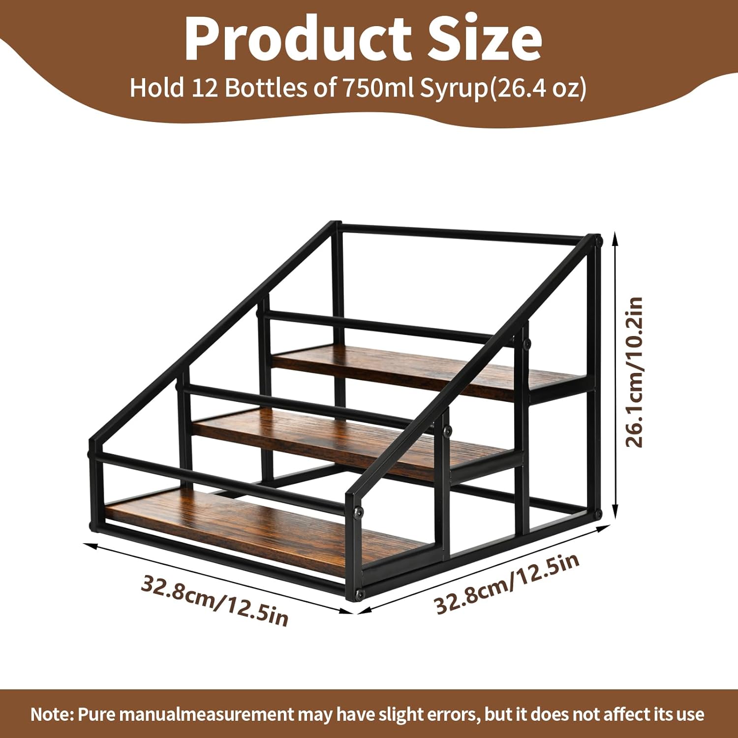 YQBRAO Coffee Syrup Rack Organizer, 3-Tier 12 Bottles Syrup Rack for Coffee Bar,Syrup Stand for Kitchen Coffee Station,Syrup Holder,Liquor Bottle Display Shelf